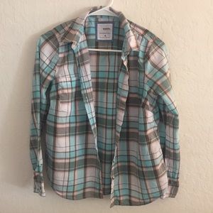 Plaid button down top